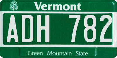 VT license plate ADH782
