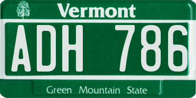 VT license plate ADH786