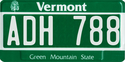 VT license plate ADH788