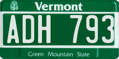 VT license plate ADH793