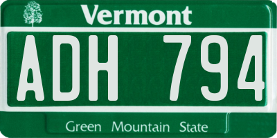 VT license plate ADH794