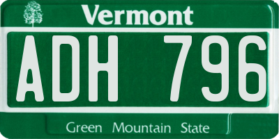 VT license plate ADH796