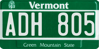 VT license plate ADH805