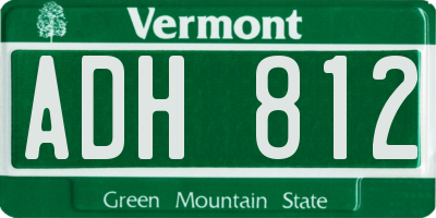 VT license plate ADH812