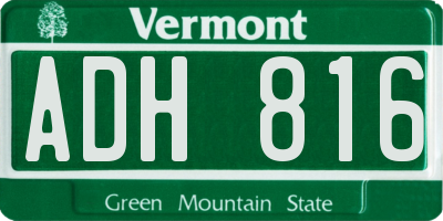 VT license plate ADH816