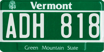 VT license plate ADH818
