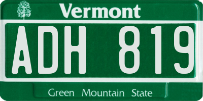 VT license plate ADH819