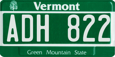 VT license plate ADH822
