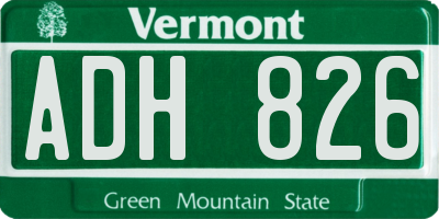 VT license plate ADH826