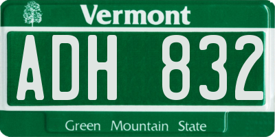 VT license plate ADH832