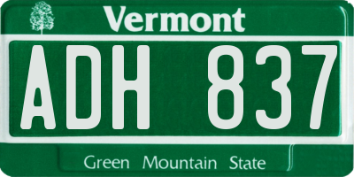 VT license plate ADH837