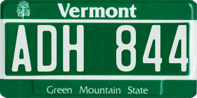 VT license plate ADH844