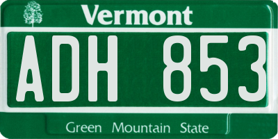 VT license plate ADH853