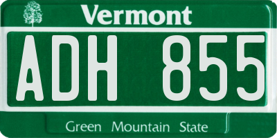 VT license plate ADH855