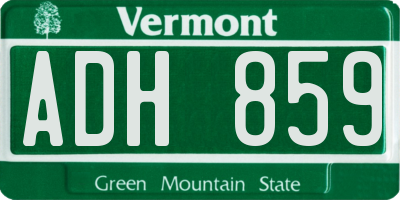 VT license plate ADH859