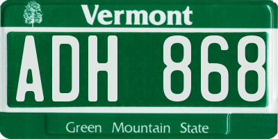 VT license plate ADH868