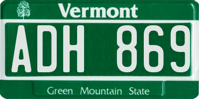 VT license plate ADH869