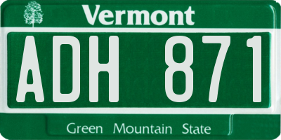 VT license plate ADH871