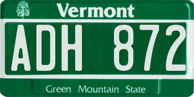 VT license plate ADH872