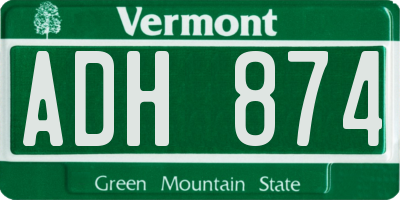 VT license plate ADH874