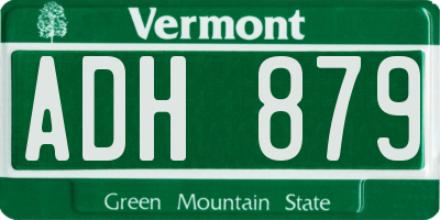 VT license plate ADH879