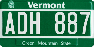 VT license plate ADH887