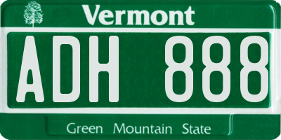 VT license plate ADH888