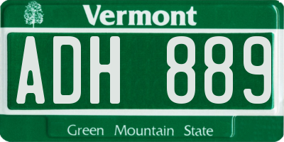 VT license plate ADH889