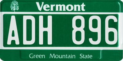 VT license plate ADH896