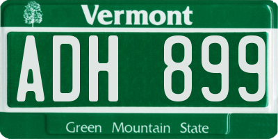 VT license plate ADH899