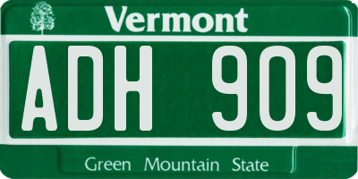 VT license plate ADH909