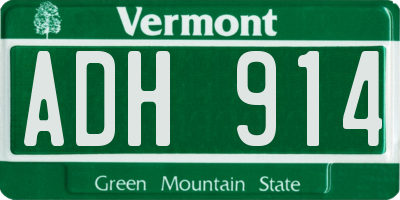 VT license plate ADH914