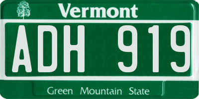 VT license plate ADH919