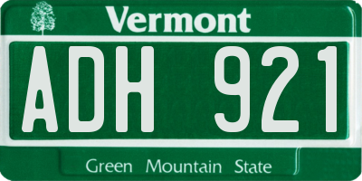VT license plate ADH921