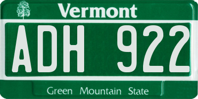 VT license plate ADH922