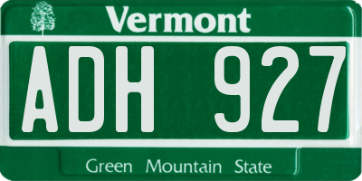 VT license plate ADH927