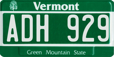 VT license plate ADH929