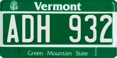 VT license plate ADH932