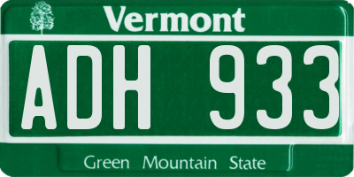 VT license plate ADH933