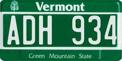 VT license plate ADH934
