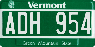 VT license plate ADH954