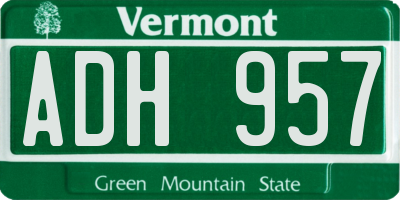 VT license plate ADH957