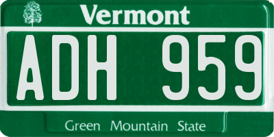 VT license plate ADH959