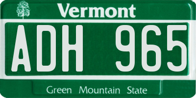 VT license plate ADH965