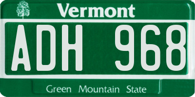 VT license plate ADH968