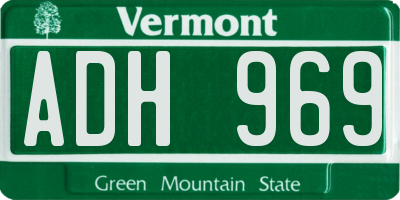 VT license plate ADH969