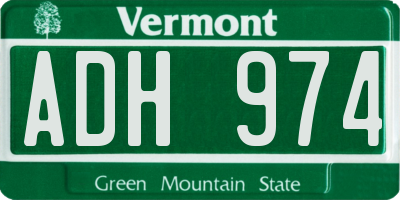 VT license plate ADH974