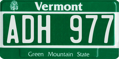 VT license plate ADH977