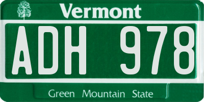 VT license plate ADH978