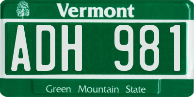VT license plate ADH981